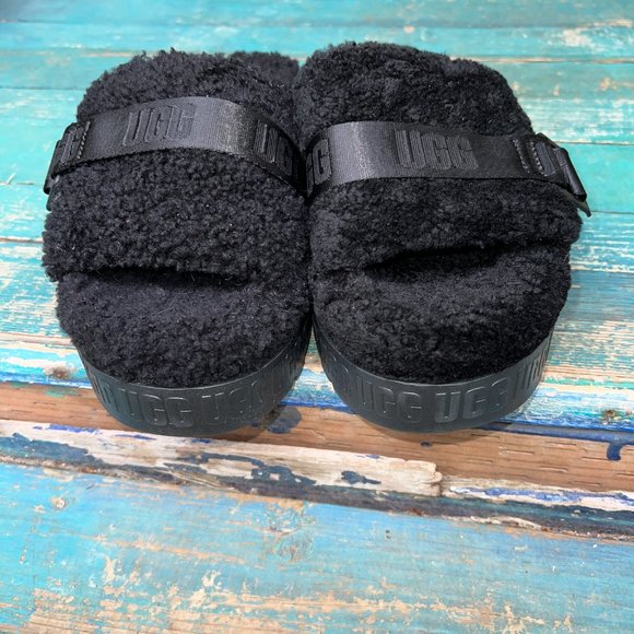UGG Fluffita Black Platform Slide - Picture 7 of 9